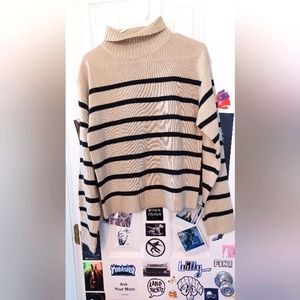 Ivory and Black Turtle-Neck sweater